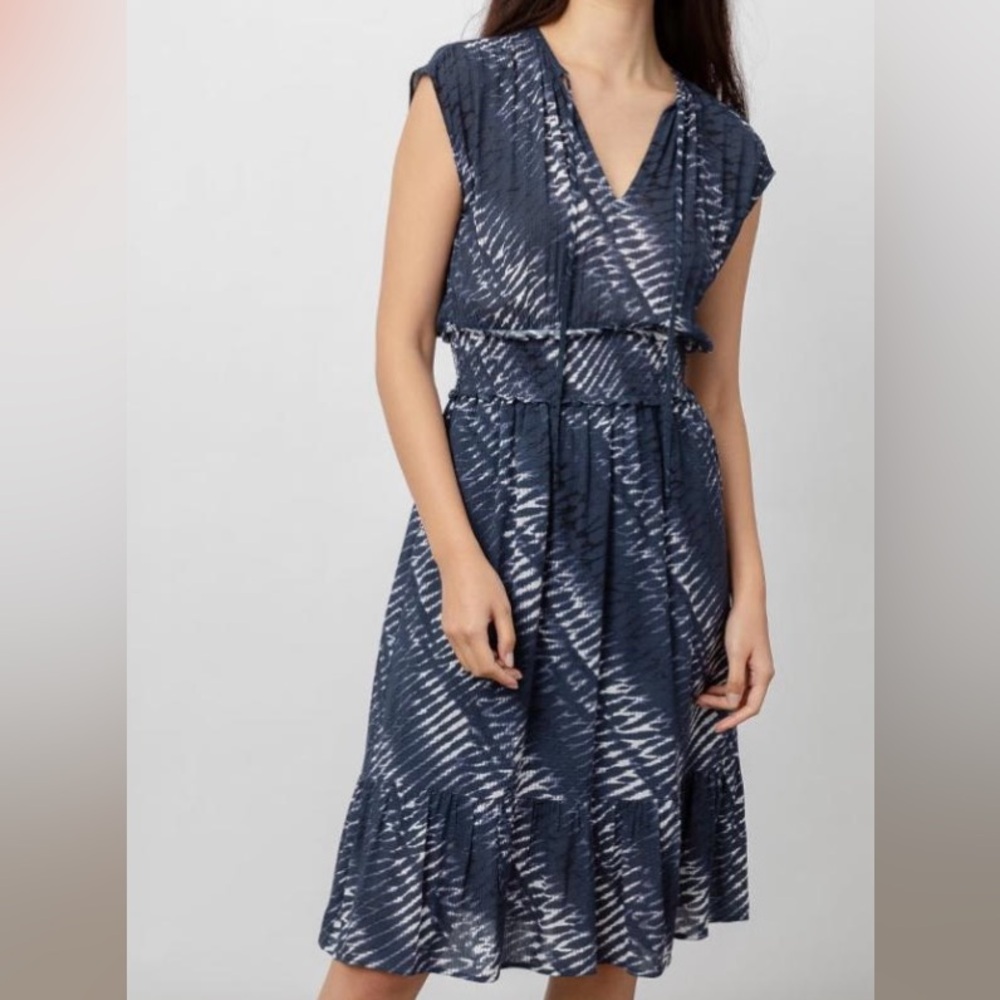 Rails Ashlyn Shibori Print Split Neck Dress
